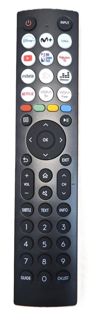 IR Universal Ersatzfernbedienung für Hisense TV (VIDAA) – ohne Sprachfunktion, Direkt-Tasten Netflix/YouTube/Disney+/Rakuten/VIDAA