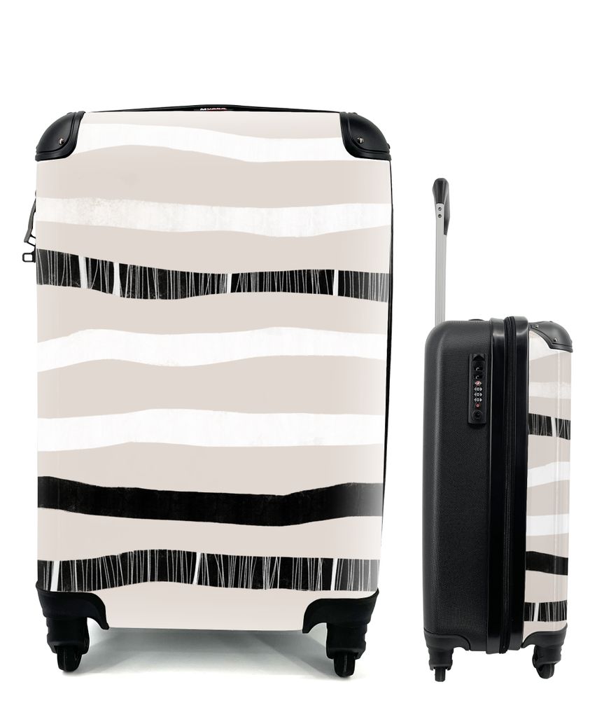 MuchoWow Koffer Handgepäck Trolley Rollkoffer Kleine Reisekoffer mit 4 Rollen - Linie - Pastell - Minimalismus - Muster - Cabin Size < 55x40x23 ...