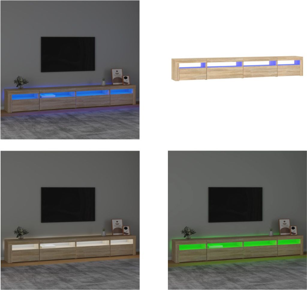 vidaXL TV Schrank mit LED Leuchten Sonoma Eiche 270x35x40 cm - TV-Schrank - TV-Schränke - TV-Ständer - Medienschrank