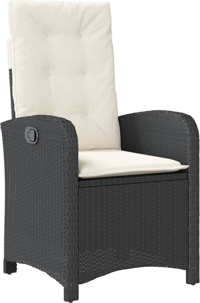 Gartensessel Verstellbar mit Kissen Schwarz Poly Rattan Produktbild 