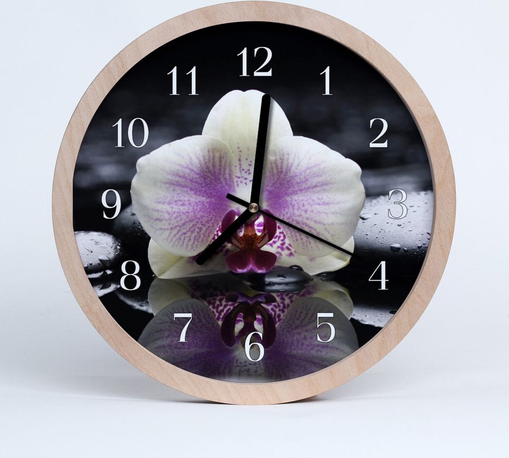 Holzuhr 30fi cm wanduhr - Orchidee Blumen