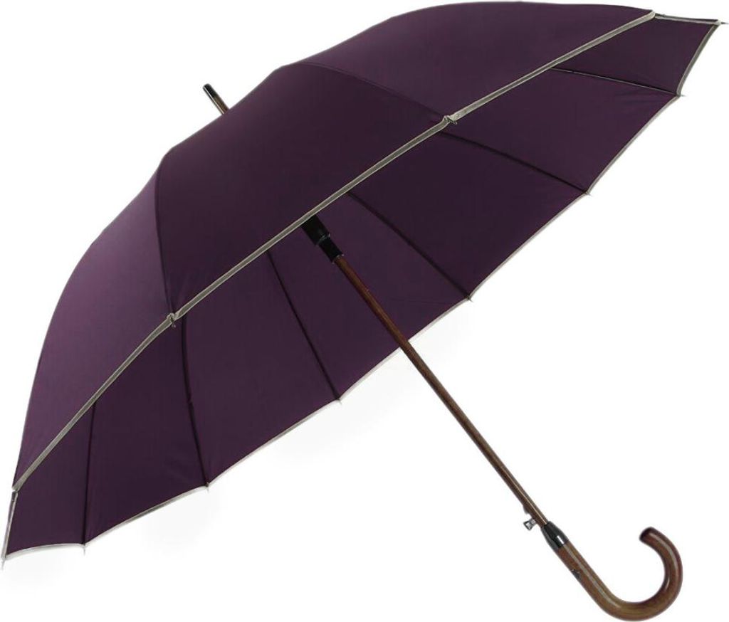 Stockregenschirm Stockschirm Regenschirm Holzgriff mit Fiberglasstange 116 cm Lila