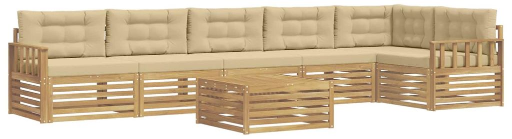 vidaXL Outdoor-Sofagarnitur mit Kissen 7 pcs Weiß und Beige