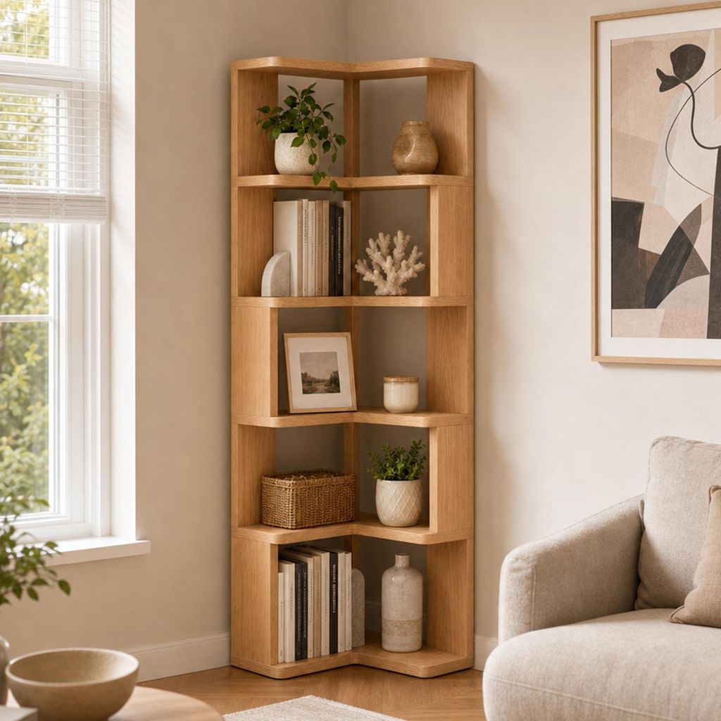 L-förmiges Eck-Bücherregal,5 Etagere Eckregal Produktbild 