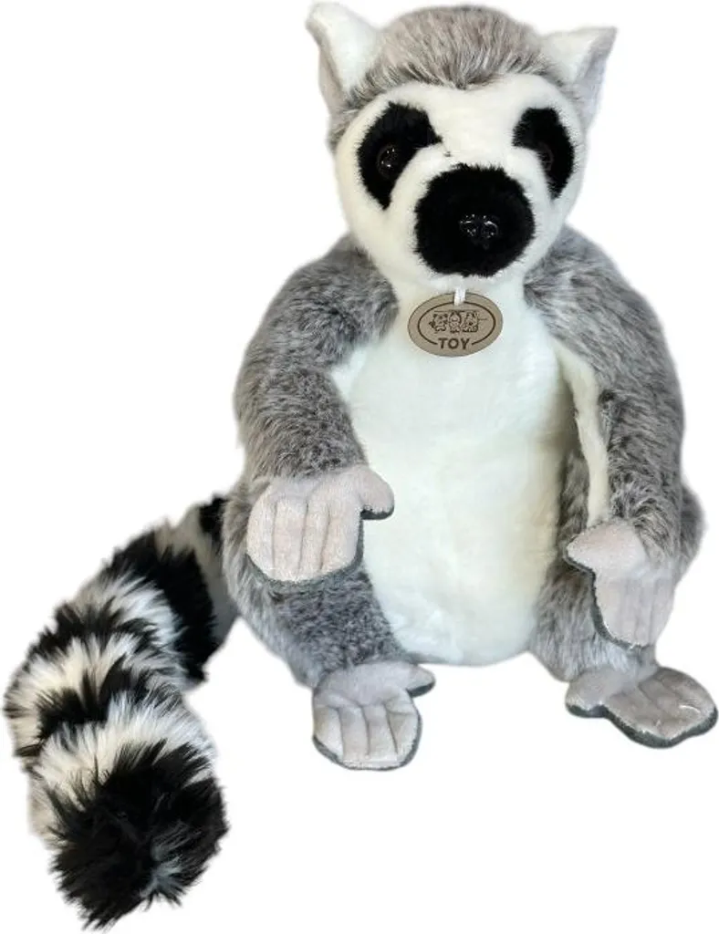 Lémurien en peluche 28cm DUBI : Finition premium et pelage soyeux gris