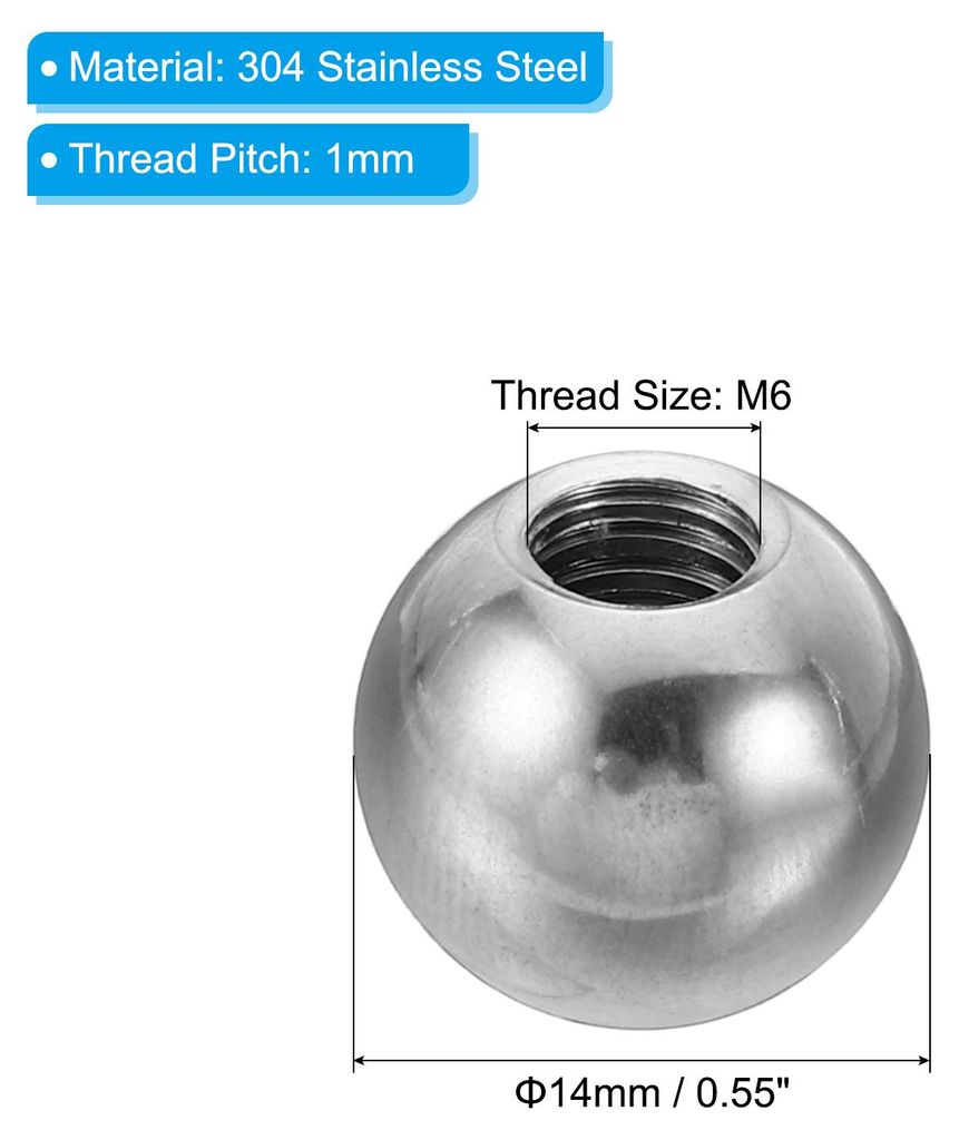 Muttern Knopf 10 Pack M6 Innengewinde 14mm AD 304 Edelstahl Runde Kugel Schraube Kappe Abdeckung fš¹r Beleuchtung M?bel DIY Dekoration Silber