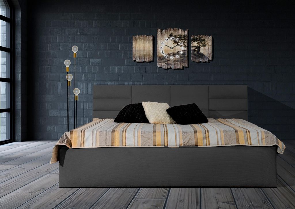Polsterbett Madera Anthrazit 180 x 200 x 40 cm Stauraum unter der Liegefläche Mit hochwertiger Matratze H2 (bis 100 kg) und Lattenrost