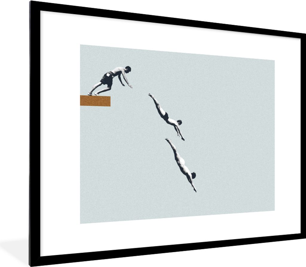 MuchoWow Gerahmtes Poster Weinglas - Männer - Vintage 80x60 cm - Poster mit Schwarzem Bilderrahmen Wandposter Rahmen Foto Bilder - Schlafzimmer-...