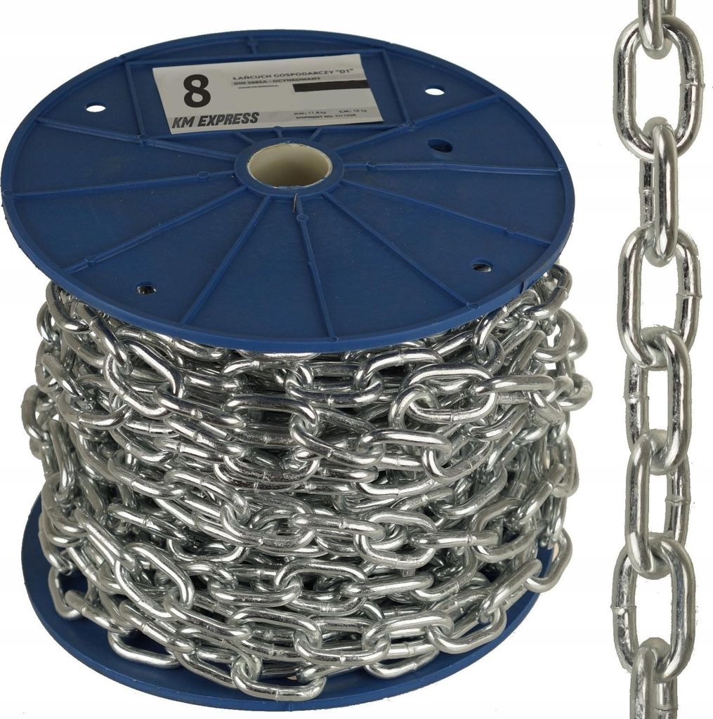 Metallkette FEINZ - 1m - verzinkt - stark und langlebig - kurze Glieder 8mm