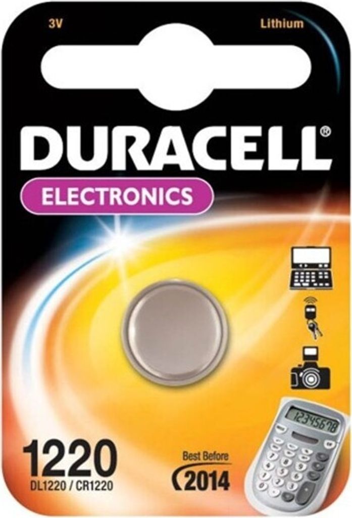 Duracell Knoopcel CR1220 niet oplaadbaar 3 volt