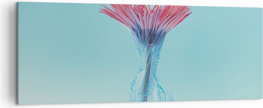 Bild auf Leinwand - Leinwandbild - Einteilig - Rosa Gänseblümchen Tinte - 140x50cm - Wand Bild - Wanddeko - Wandbilder - Leinwanddruck - Bilder -...