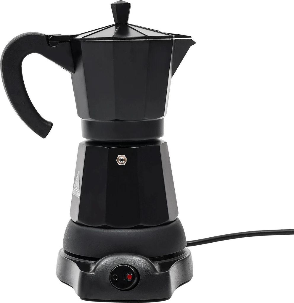Kaffeemaschine - Elektrischer Kaffeebereiter - 300 ml - Aluminium - Mit Heizplatte - Für Zuhause & Büro - Schwarz