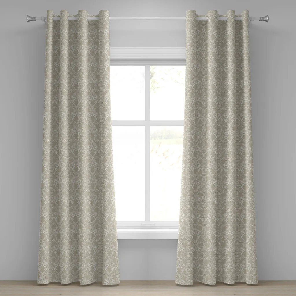 Rideau occultant léger beige motif floral pour vis-à-vis gênant