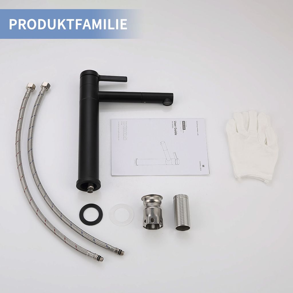 Homelody Wasserhahn Bad Schwarz,Waschtischarmatur Produktbild 10