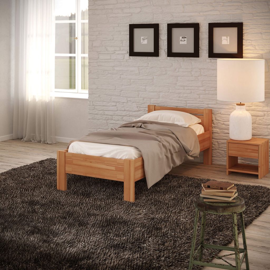 Krok Wood Seniorenbett SiSi aus Massivholz Buche, 90 x 200 cm + Nachttisch