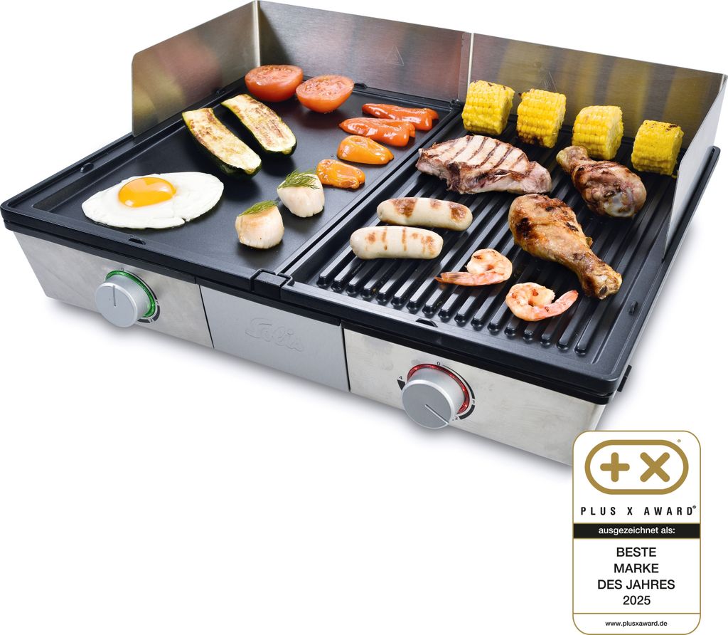 Solis Tischgrill, 2 Heizsystemen, 2200 W, spülmaschienenfeste Grillplatte