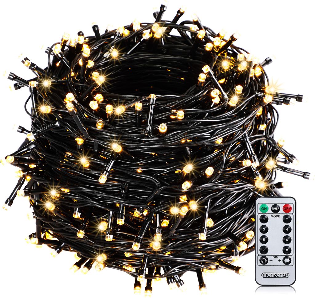 MONZANA 600 LED Lichterkette 60m mit Fernbedienung Timer Innen Außen 8 Modi Dimmbar IP44 Wetterfest Stecker Weihnachten Weihnachtsbeleuchtung Wa...
