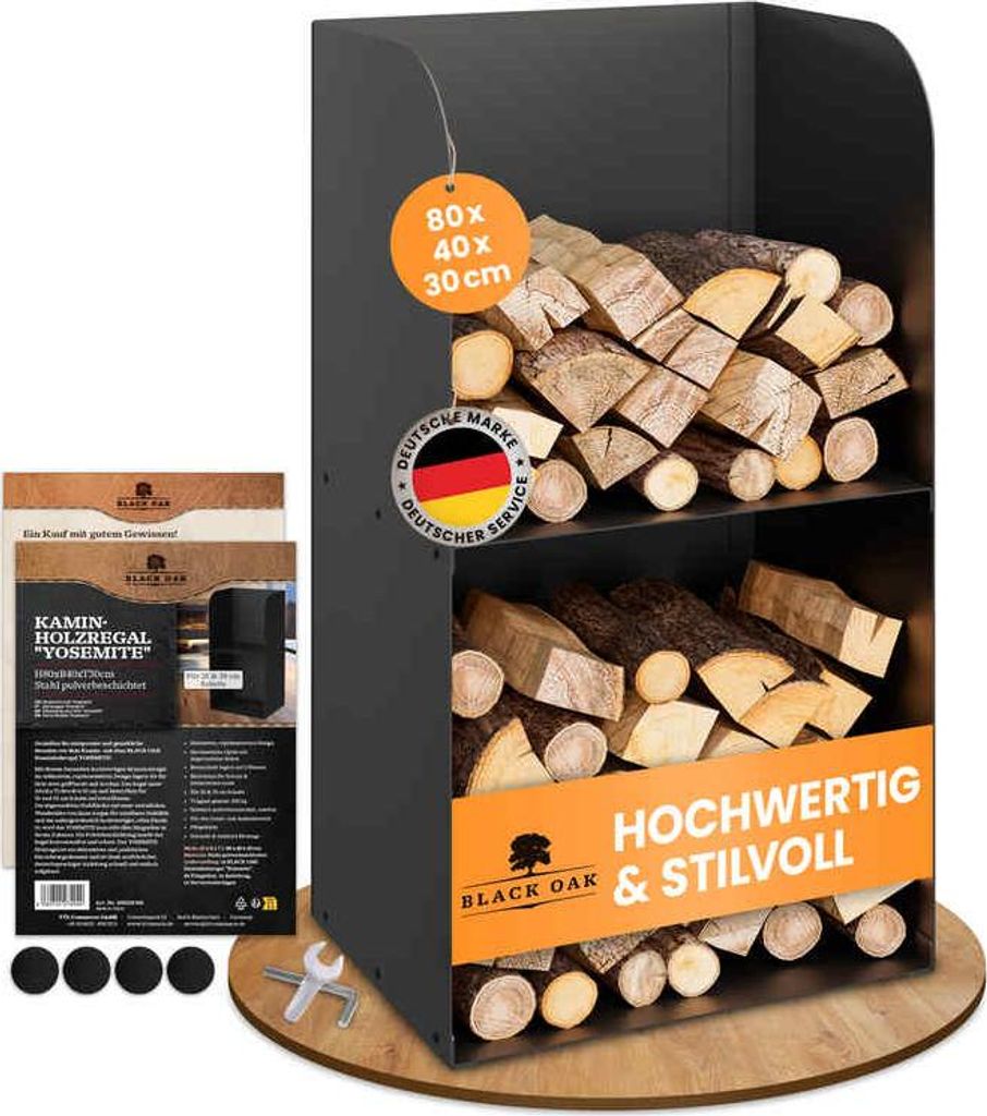 BLACK OAK Kaminholzregal YOSEMITE 80×40×30cm – Stahl Produktbild 