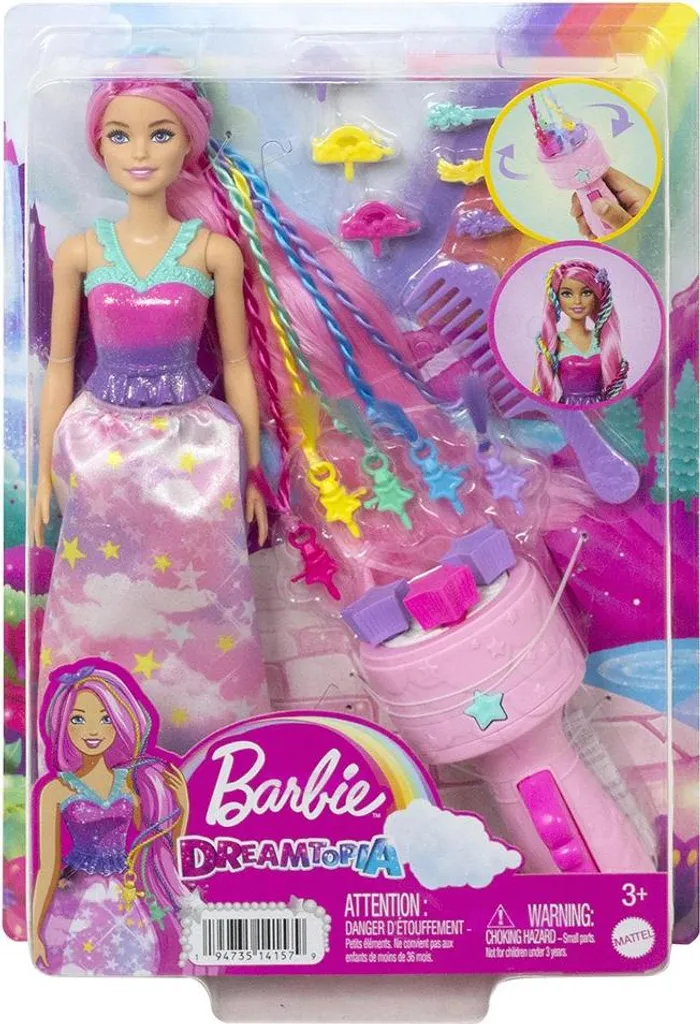 Jouet de coiffure poupée Barbie tresses magiques pour enfant de 3 ans