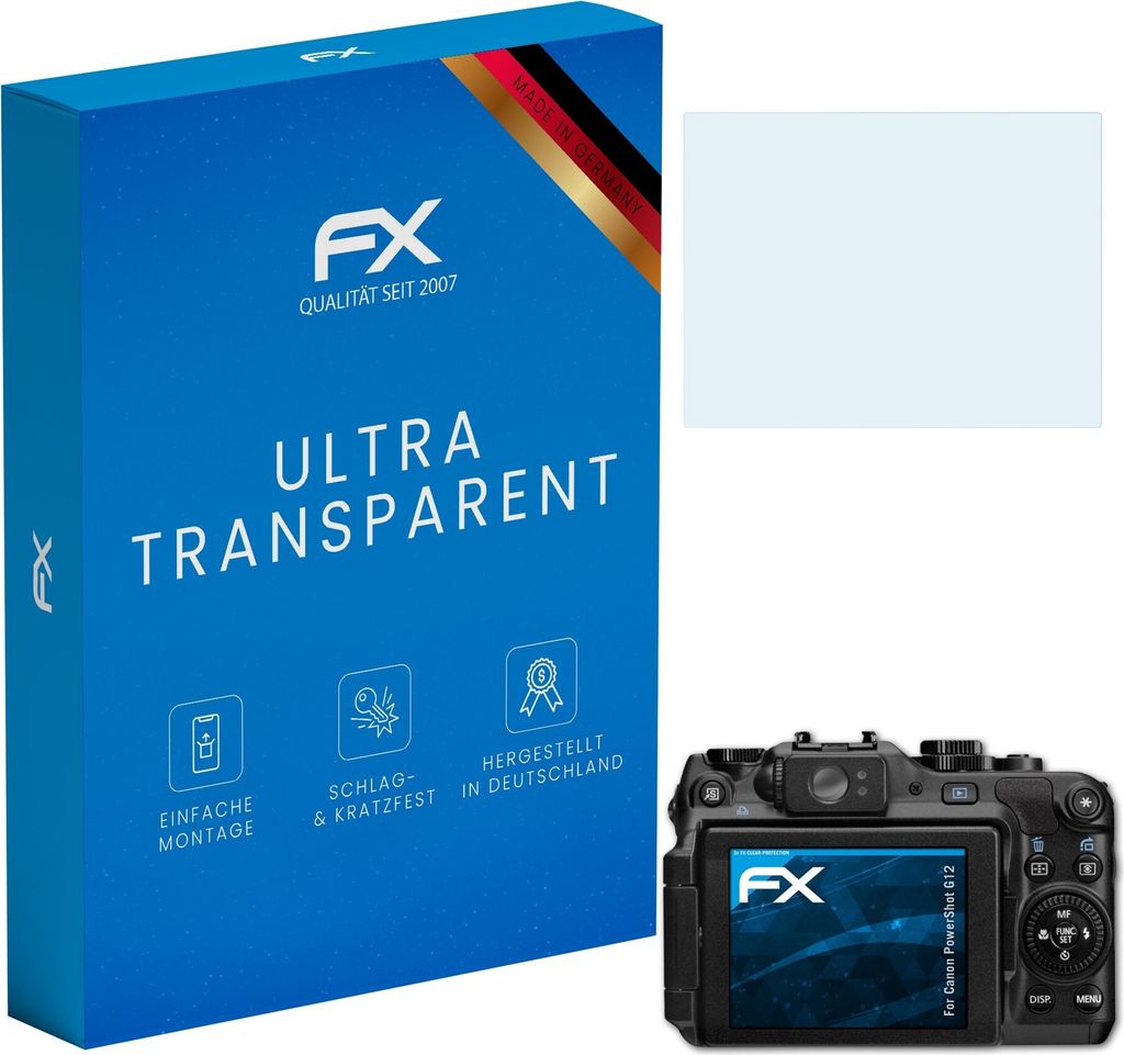atFoliX FX-Clear 3x Schutzfolie kompatibel mit Canon PowerShot G12 Displayschutzfolie