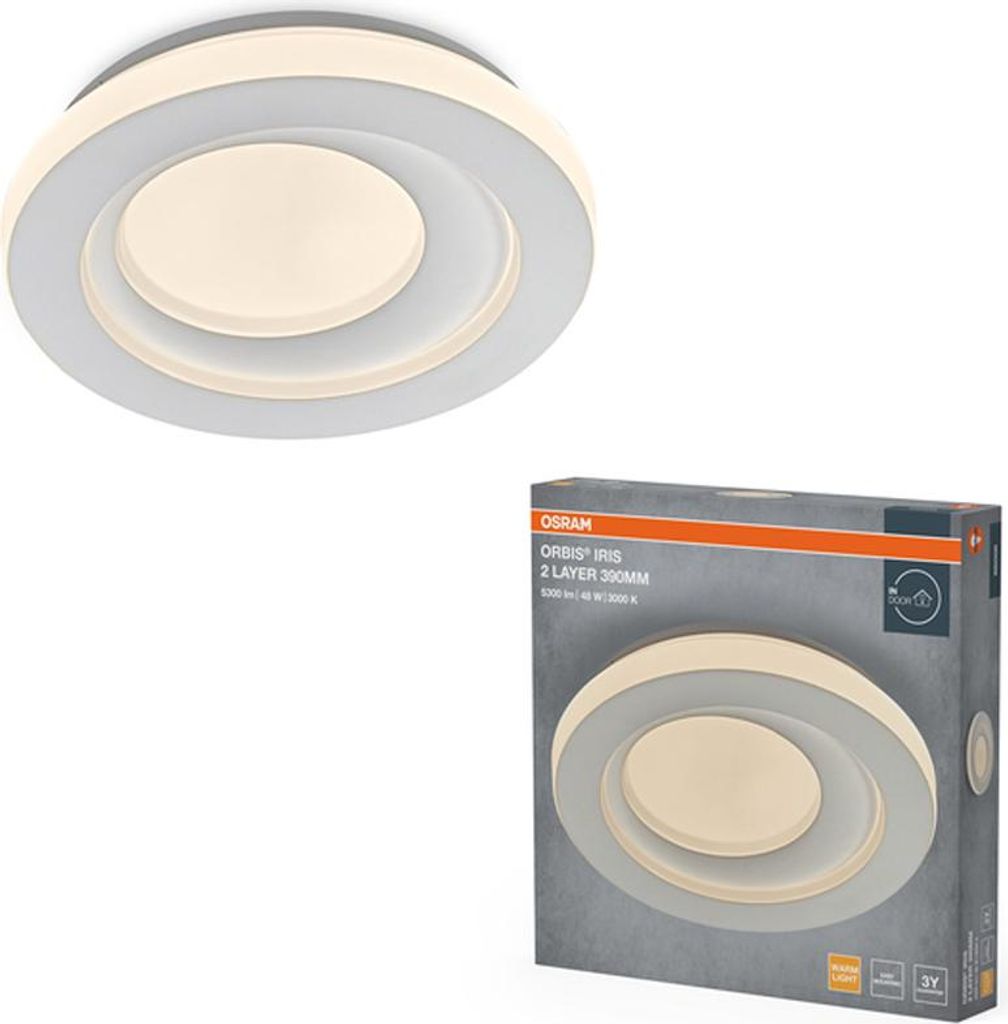 Osram LED Deckenleuchte Orbis Iris 2 Layer Weiß Ø39cm 48W Produktbild 