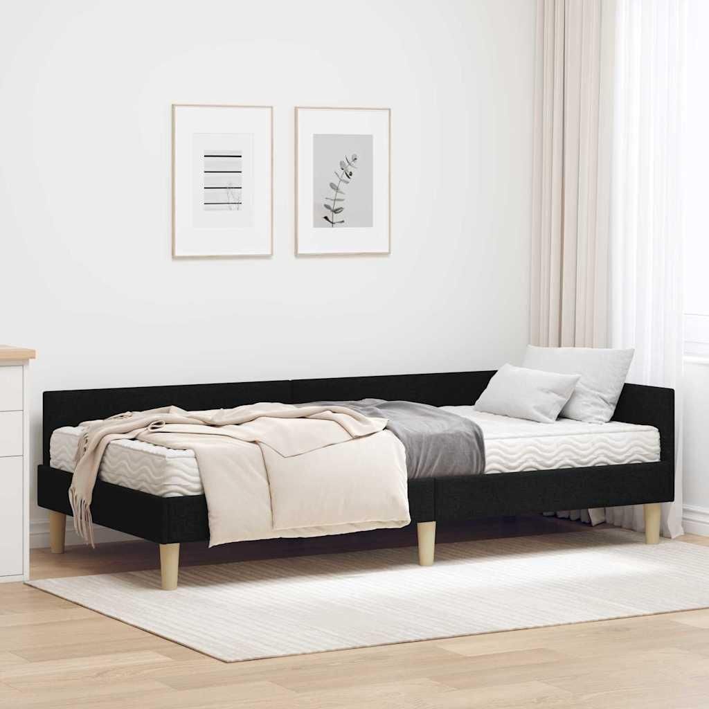 Maison Exclusive - Eckbettgestell mit Matratze mit Matratze 2 pcs Grün Stoff