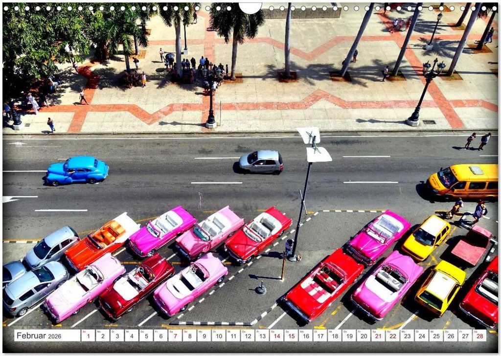 Vogel-Perspektive - Oldtimer in Havanna (Wandkalender 2026 DIN A3 quer), CALVENDO Monatskalender