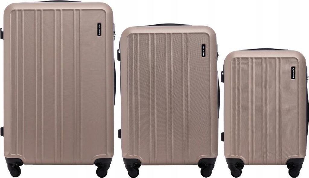 WINGS HARRIER 3er Trolley-Set, Hartschale, 4 Rollen, Zahlenschloss, Champagner