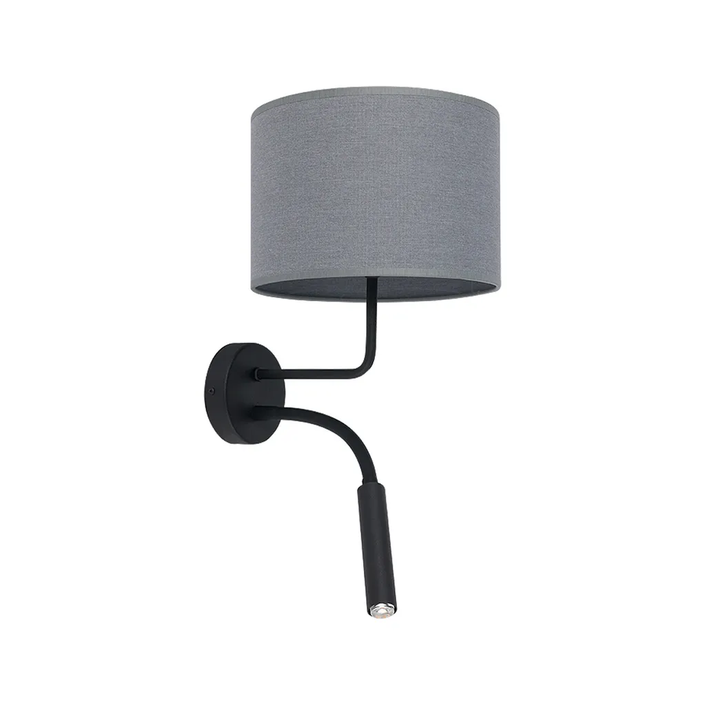 Applique HOTEL Double E27 Tissu Noir et Gris 50x22cm Design Moderne