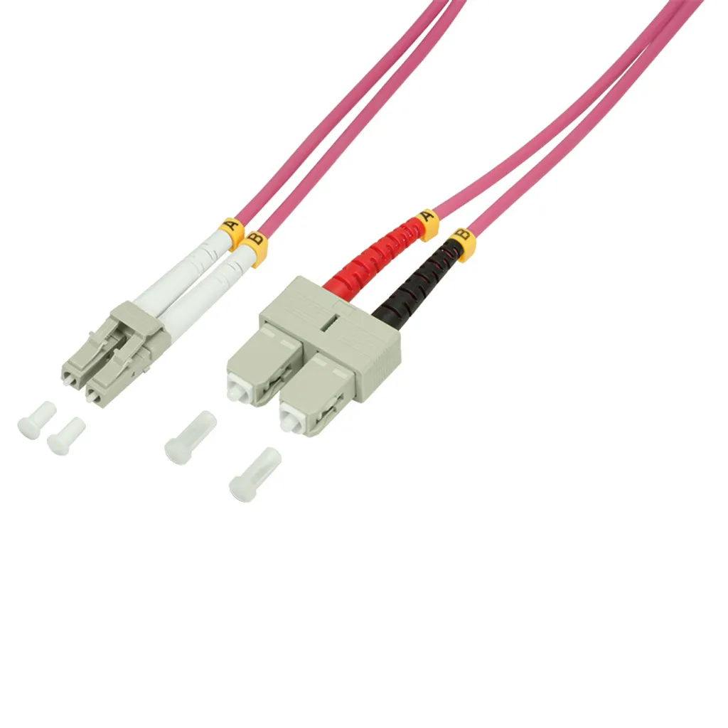 Câble patch fibre OM4 LC vers SC 7,5m LogiLink duplex violet 50/125
