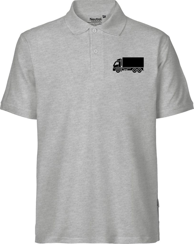 Huuraa Herren Polo Shirt LKW Lastkraftwagen XXL Sport Grey Bio Baumwolle Fairtrade Poloshirt Geschenkidee