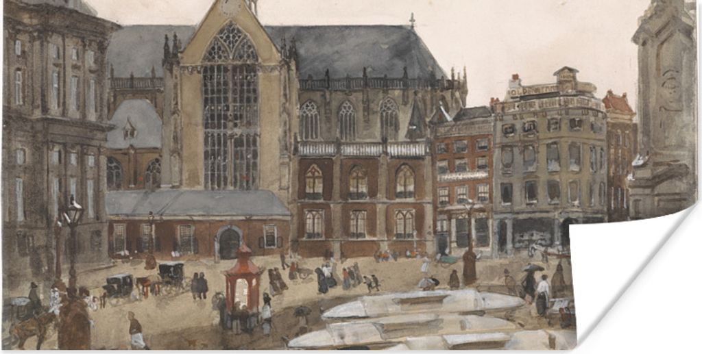 MuchoWow Poster Dam-Platz in Amsterdam - Gemälde von George Hendrik Breitner 80x40 cm - Wanddeko