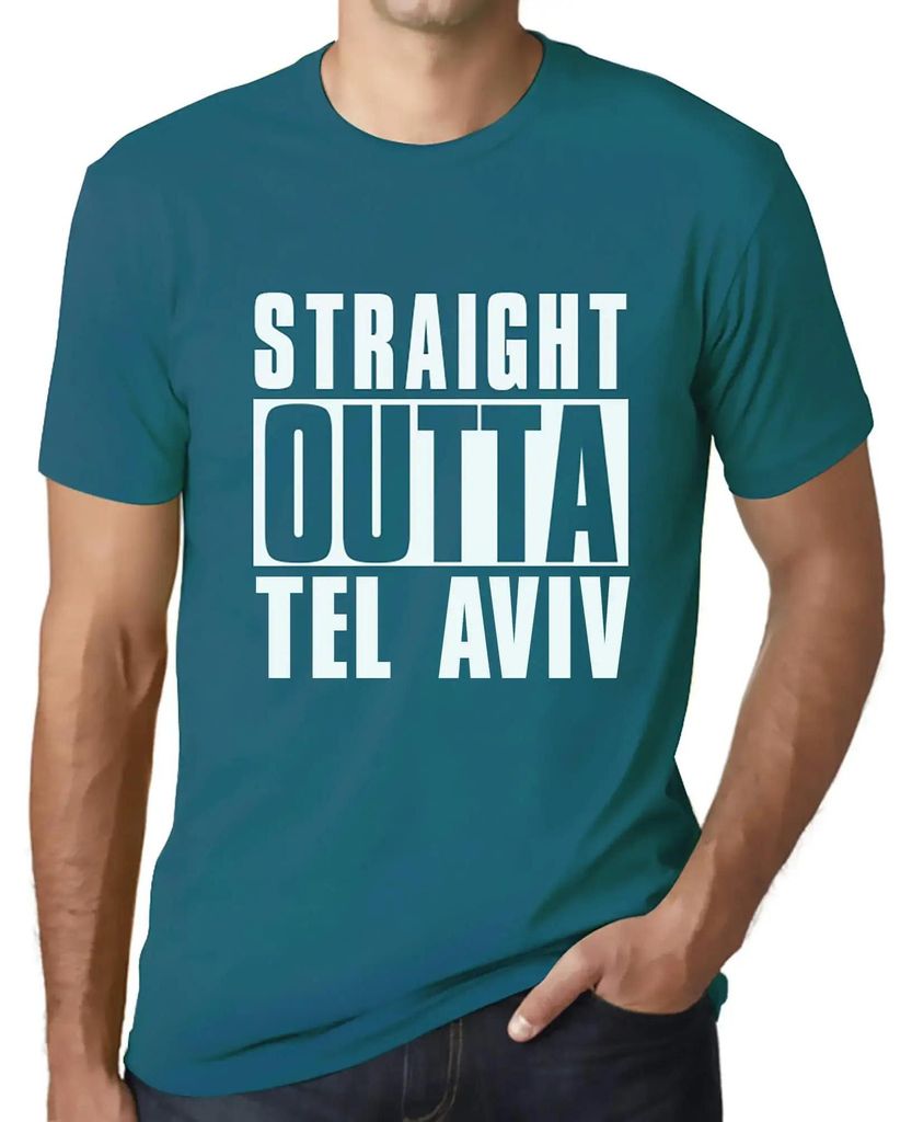 Herren Grafik T-Shirt Direkt aus Tel Aviv – Straight Outta Tel Aviv – Öko-Verantwortlich Vintage Jahrgang Kurzarm Lustige Druck Geburtstag Ges...