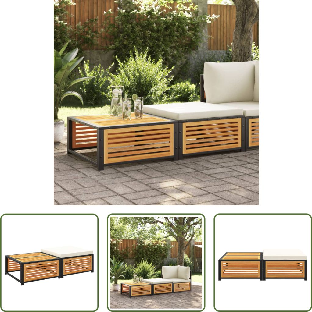 The Living Store Gartentisch mit Hocker Massivholz Akazie Produktbild 