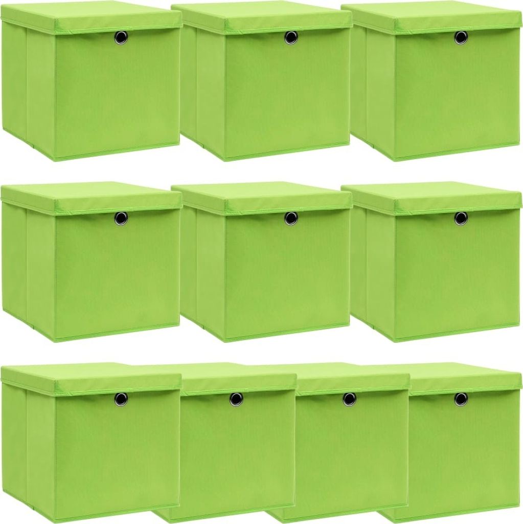 Aufbewahrungsboxen mit Deckeln 10 Stk. Grün 32x32x32 cm Stoff
