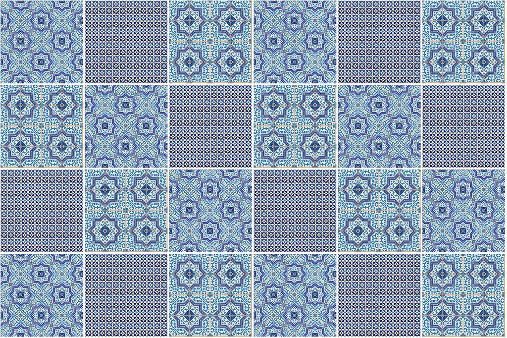 Fliesenaufkleber 15x15 cm – 24 Stück – Selbstklebend – Wasserfest – Pflegeleicht – Hitzebeständig – Für Küche & Bad – Kleine blau...