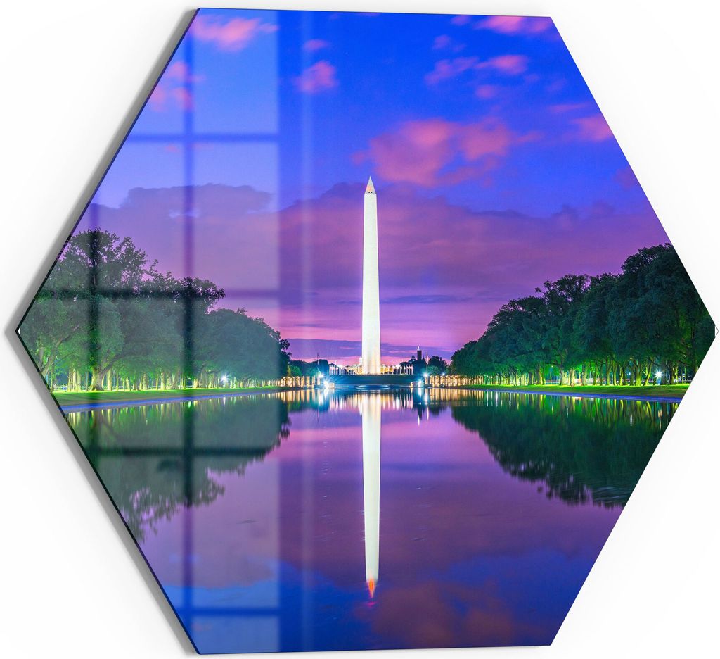 DEQORI Glasbild Echtglas 40x35 cm 'Washington Monument' Wandbild Bild modern Deko