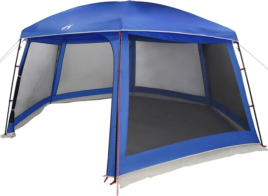 Abri de piscine dôme avec parois filet et toit amovible bleu 618x532 cm