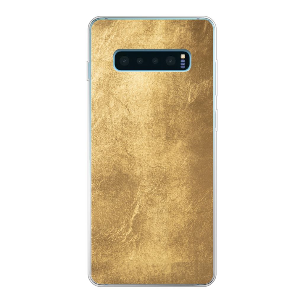 MuchoWow Handyhülle Schutzhülle Hülle für Samsung Galaxy S10 Plus Licht fällt auf eine goldene Wand Silikon Softcase Handy Hülle - Schutzh...