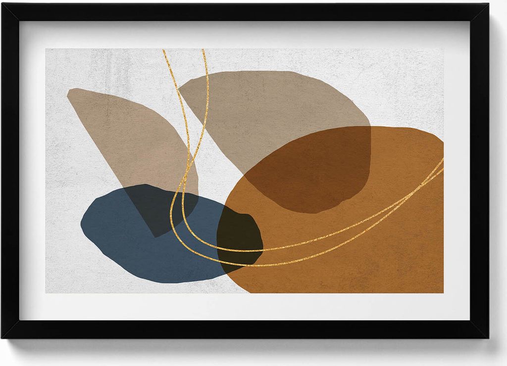 Abstrakte Boho-Komposition– Wandbild mit Rahmen – Gerahmtes Bild – Wanddekoration – 60x40 cm – Schwarz Rahmen