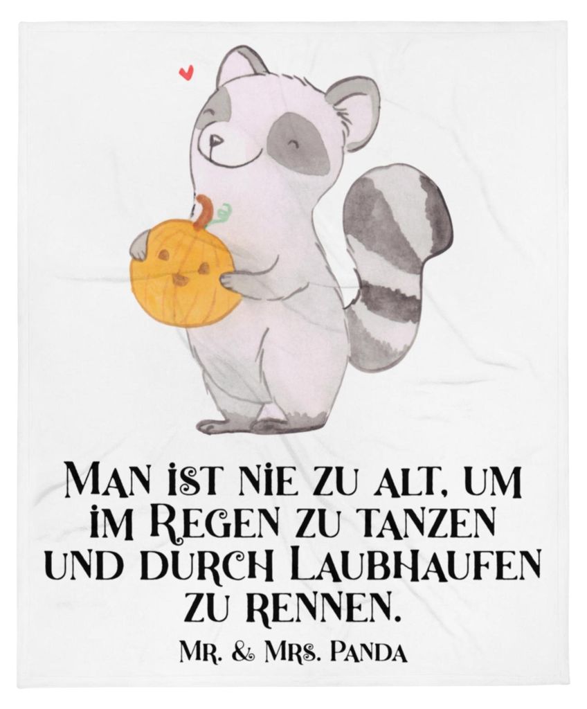 Mr. & Mrs. Panda Plaid Waschbär Kürbis - Weiß - Geschenk, Süßes Sonst Gibt's Saures, Sofadecke, Bettdecke, Halloween Deko, Decke, Kuscheldecke...