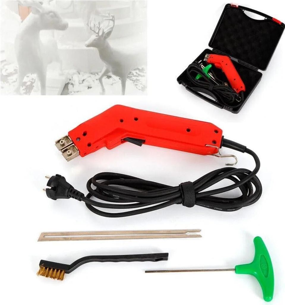 Styroporschneider - Elektrischer Heißdrahtschneider - Temperatur 50 °C - Für Styropor und Schaumstoff - Mit Klingen und Zubehör - Rot