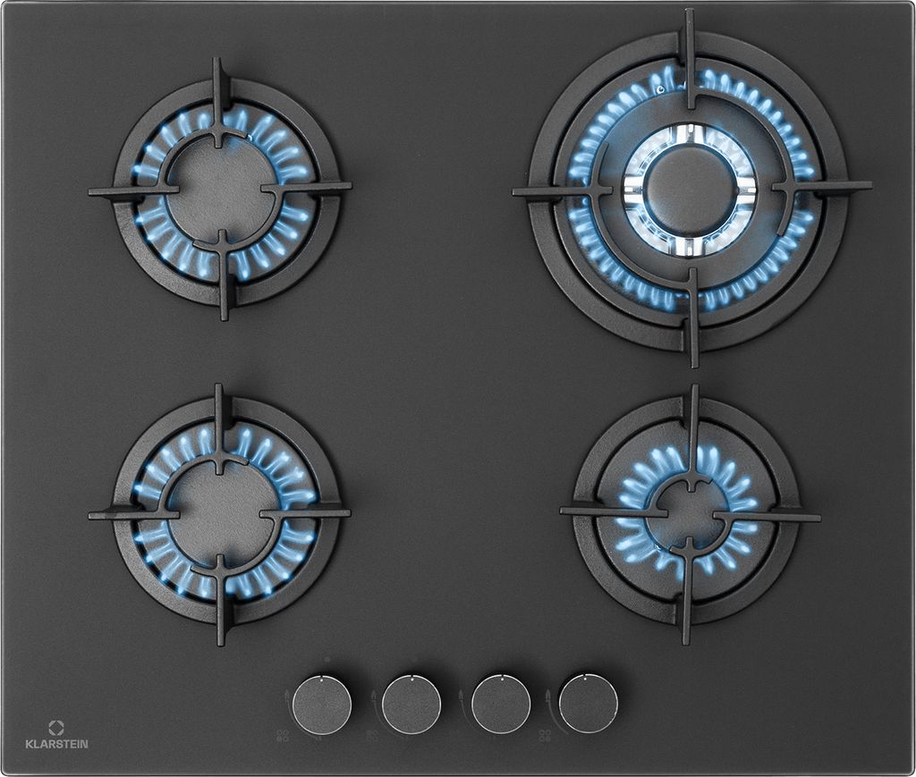 Klarstein Gasherd, Einbau-Gasherd für Propan Gasflasche, Gaskochfeld 4 Flammig, Gasherd für Küche, Camping & Wohnmobil, 8000 W Kochplatte, LPG G...