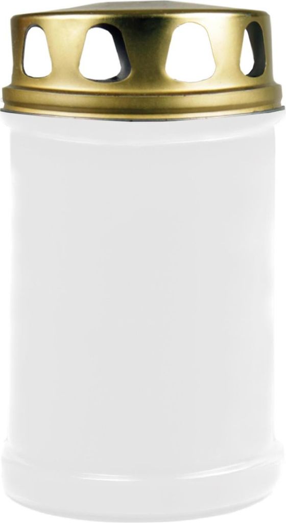 Grabkerze Weiß, Brenndauer: 48 Stunden ( Deckel Gold )