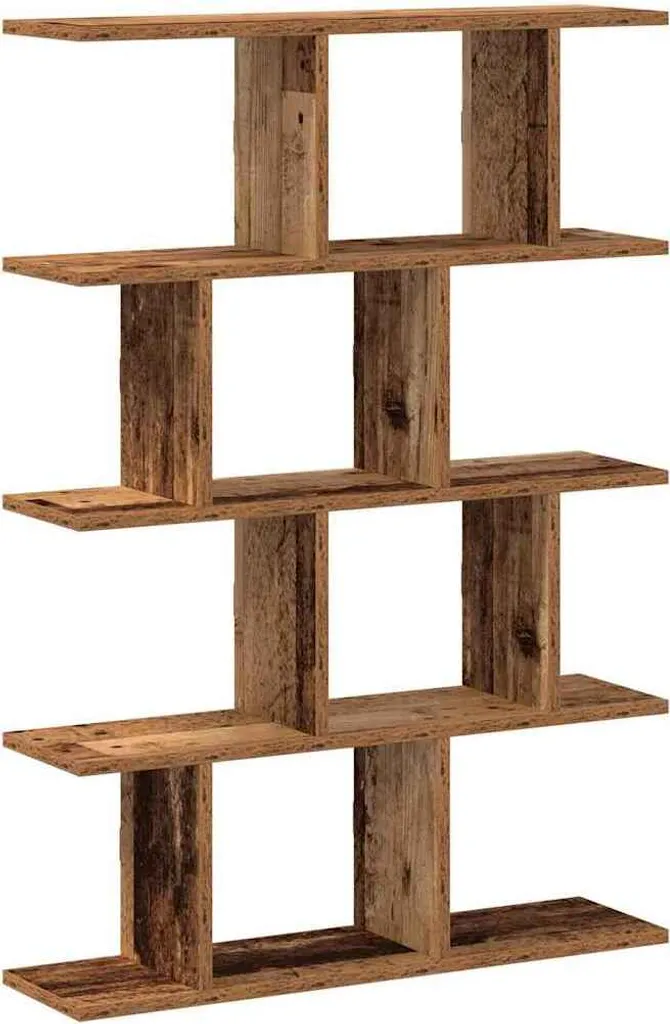 Libreria Industriale 12 Cubi Effetto Legno Usato - Design Moderno