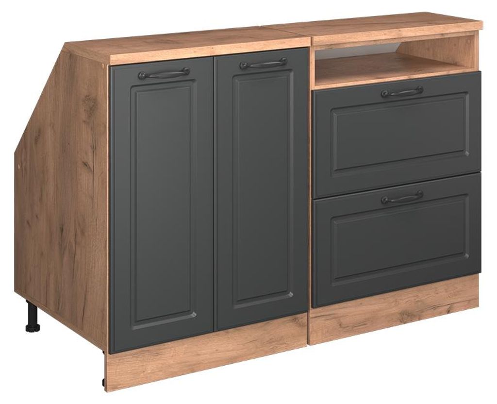 Dachschrägenschrank-Set Vicco Rion Anthrazit Landhaus 120 cm 2er Set Schrankkorpuss 60 cm Tiefe, Model 60172