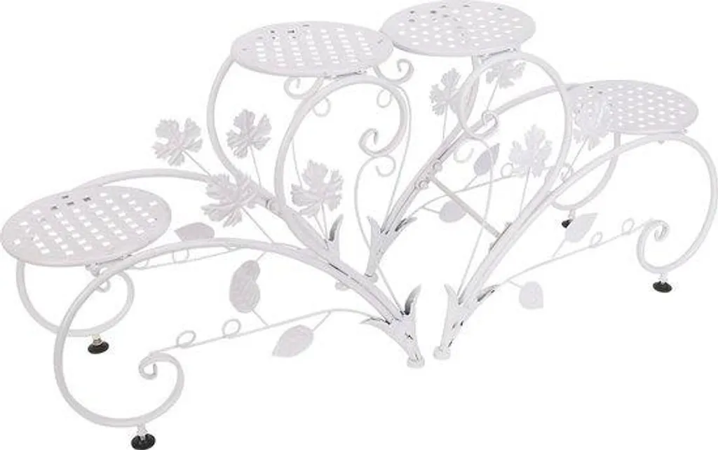 Porte-plante 4 étages robuste blanc 93cm de hauteur gain de place déco