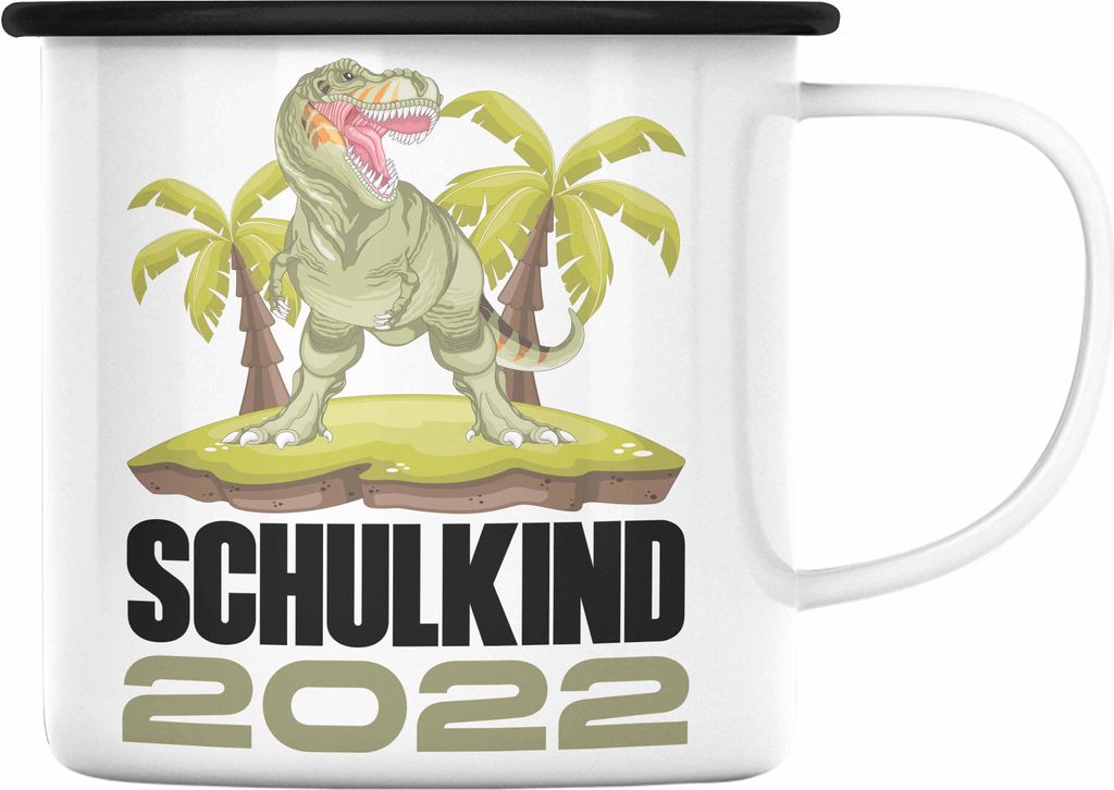 Trendation - Einschulung Junge Geschenk für Schultüte Füllung Emaille Tasse Schulstart 1 Schultag Schuleinführung Schulanfang Geschenkidee Schu...