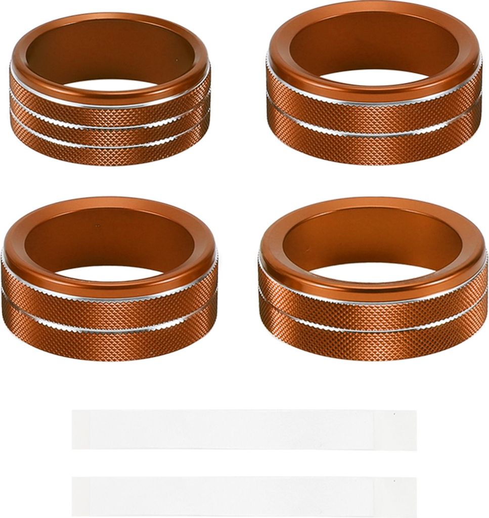 4 Stück Klimaanlage Audio Scheinwerfer Steuerung Schalterknopf Abdeckungsring für Jeep Wrangler JL JLU 2018-2024 Klimaanlagenknopfabdeckung Orange