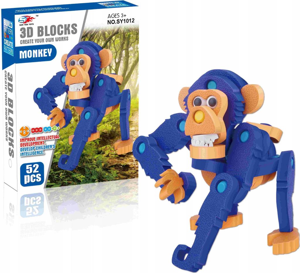 Małpa Szympans Klocki Piankowe Puzzle 52El Zdjęcie produktu 